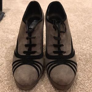 Fendi suede lace up booties